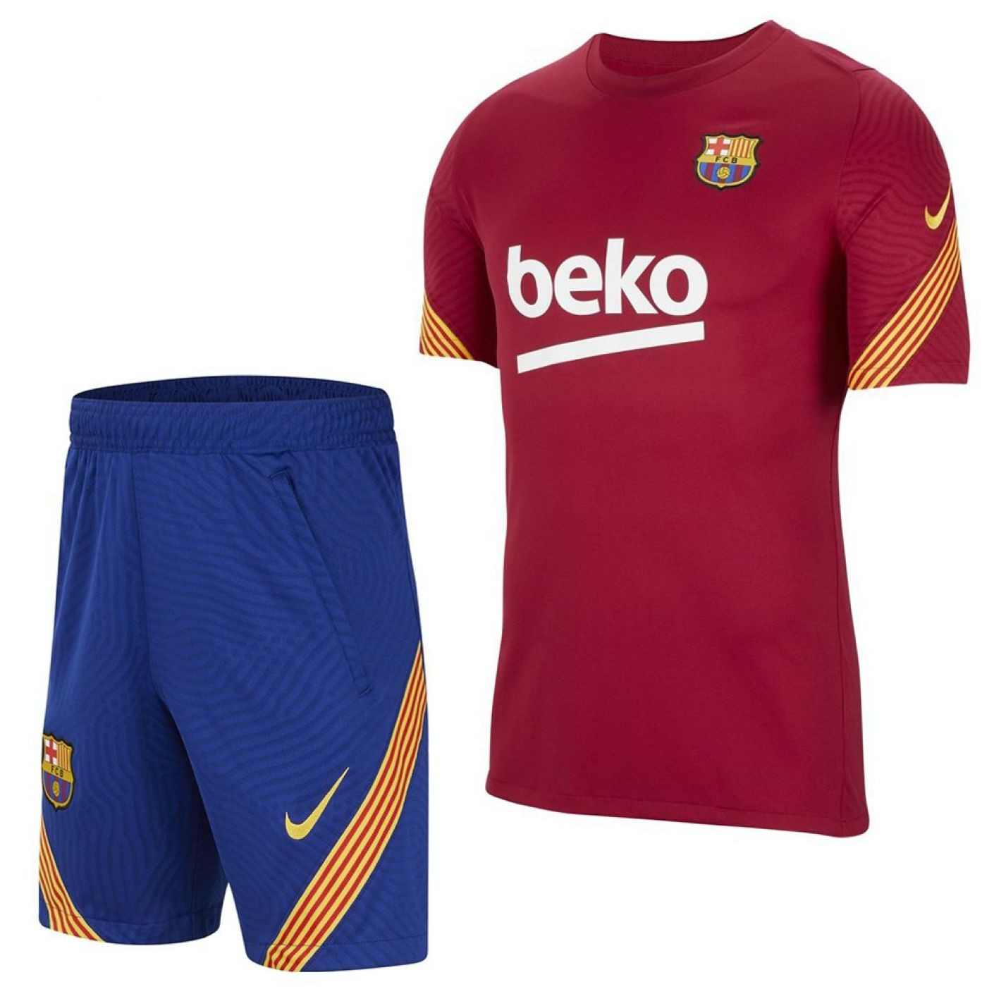 Nike FC Barcelona Strike Trainingsset 2020-2021 Kids Rood Blauw