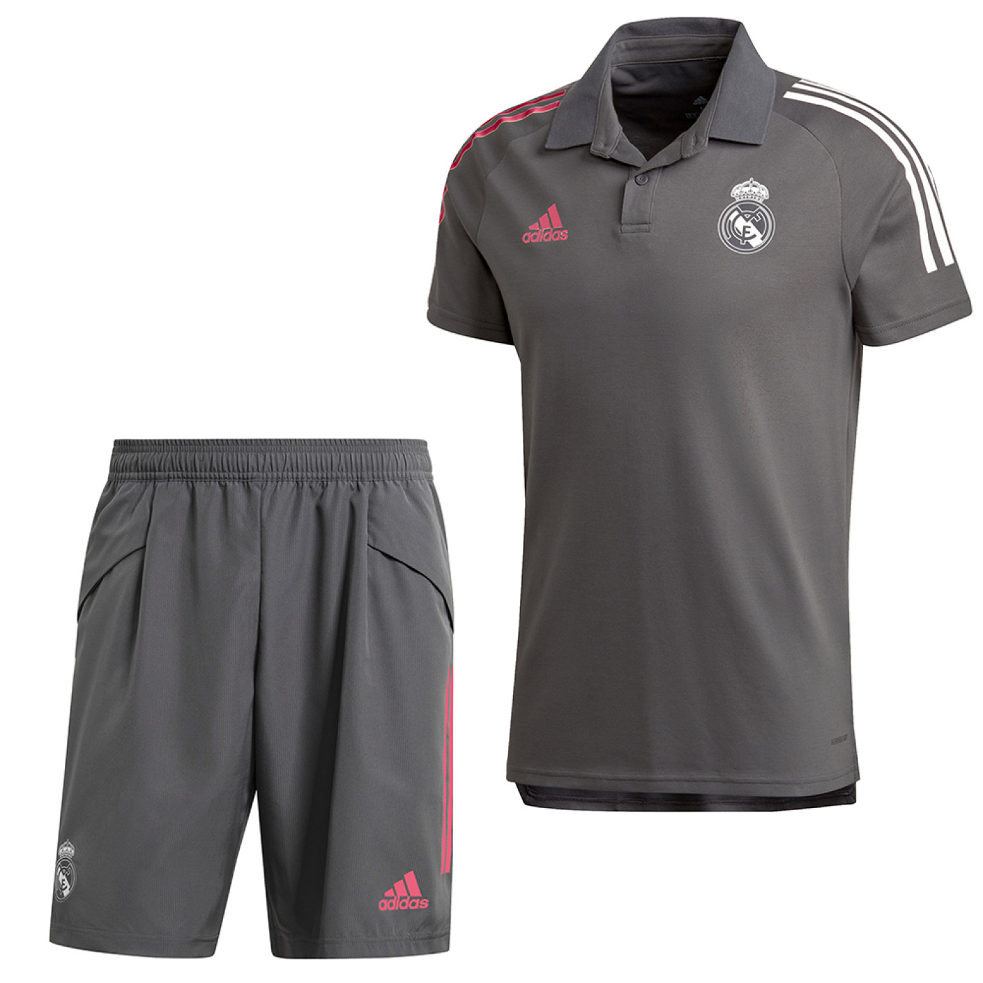 adidas Real Madrid Polo Trainingsset 2020-2021 Grijs Roze