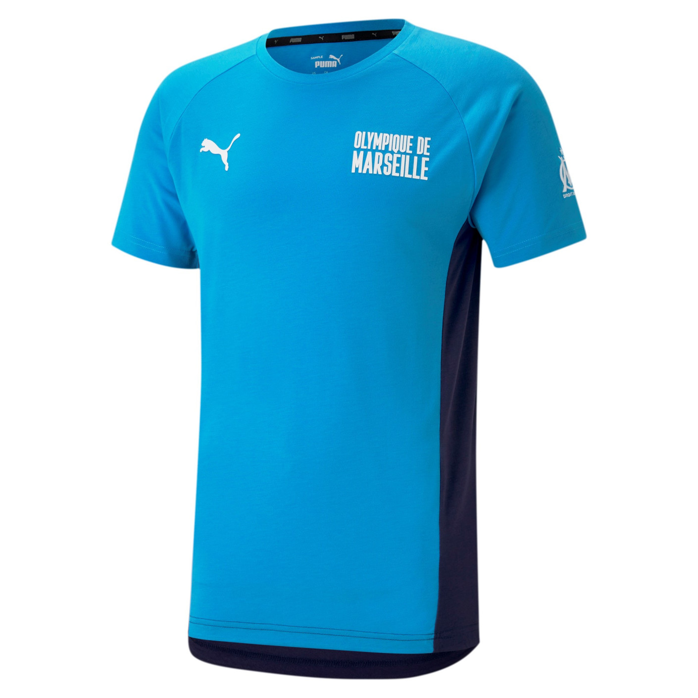 PUMA Olympique Marseille Evostripe T-Shirt Donkerblauw Azuurblauw