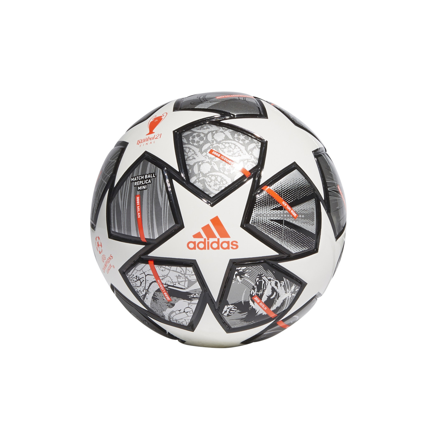 adidas Champions League Finale 21 Mini Voetbal Maat 1 Wit Donkergrijs Zwart