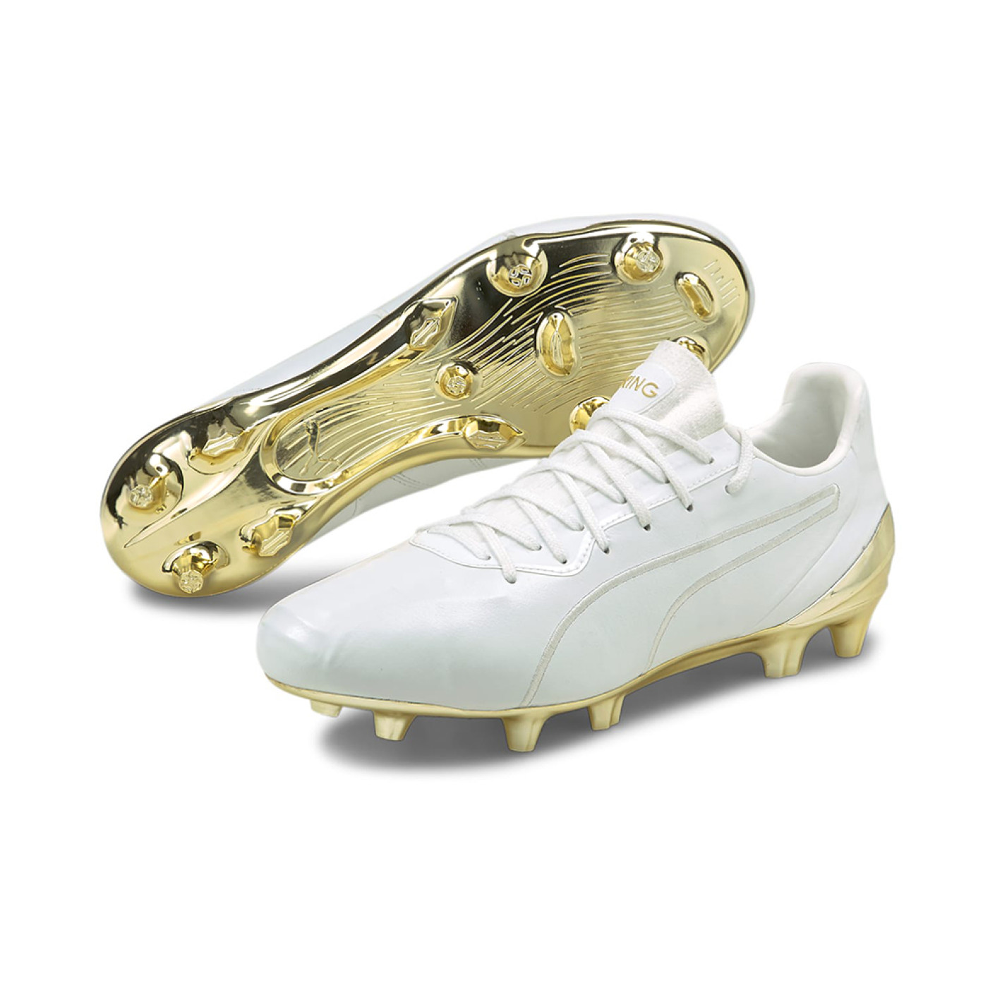 PUMA KING Platinum Gras / Kunstgras Voetbalschoenen (MG) Wit Goud