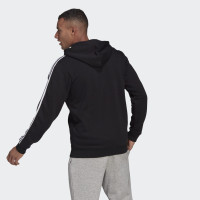 adidas Essentials Fleece 3-Stripes Full-Zip Hoodie Zwart Wit