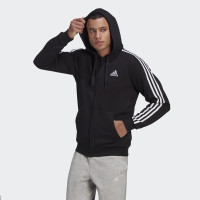 adidas Essentials Fleece 3-Stripes Full-Zip Hoodie Zwart Wit