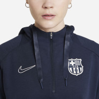 Nike FC Barcelona Fleece Hoodie Half-Zip 2021-2022 Dames Donkerblauw Rood Grijs