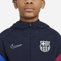 Nike FC Barcelona Travel Fleece Trainingspak 2021-2022 Kids Donkerblauw Rood