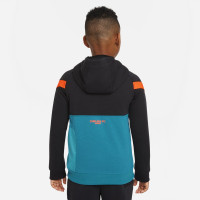 Nike Chelsea Travel Fleece Trainingspak 2021-2022 Kids Zwart Oranje Turquoise