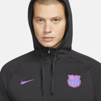 Nike FC Barcelona Fleece Hoodie Half-Zip 2021-2022 Zwart Roze Blauw