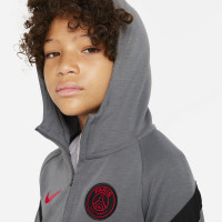 Nike Paris Saint Germain Fleece Hoodie Half-Zip 2021-2022 Kids Donkergrijs Zwart Rood