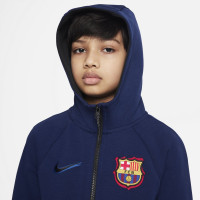 Nike FC Barcelona Tech Fleece Trainingspak 2021-2022 Kids Donkerblauw Zwart