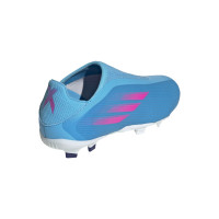adidas X Speedflow.3 Veterloze Gras Voetbalschoenen (FG) Kids Blauw Roze Wit