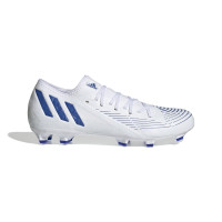 adidas Predator Edge.3 Low Gras Voetbalschoenen (FG) Wit Blauw Wit