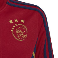 adidas Ajax Full-Zip Trainingspak 2022-2023 Kids Donkerrood Donkerblauw Goud