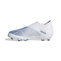 adidas Predator Edge.3 Veterloze Gras Voetbalschoenen (FG) Kids Wit Blauw Wit