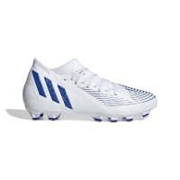 adidas Predator Edge.3 Gras / Kunstgras Voetbalschoenen (MG) Wit Blauw Wit