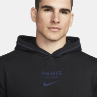 Nike Paris Saint-Germain Travel Fleece Hoodie 2022-2023 Zwart Donkerblauw