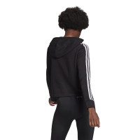adidas 3-Stripes Crop Hoodie Dames Zwart Wit