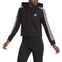 adidas 3-Stripes Crop Hoodie Dames Zwart Wit