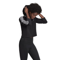 adidas 3-Stripes Crop Hoodie Dames Zwart Wit