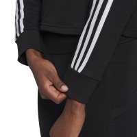 adidas 3-Stripes Crop Hoodie Dames Zwart Wit