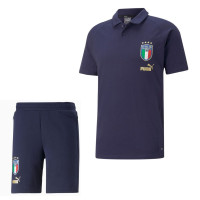 PUMA Italie Casual Polo Trainingsset Donkerblauw Goud