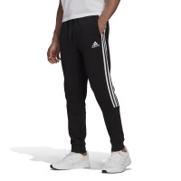 adidas Essentials Fleece Joggingbroek Cuff 3-Stripes Zwart Wit