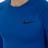 Nike Pro Compressieshirt Lange Mouwen Donkerblauw Zwart