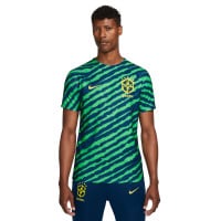 Nike Brazilië Pre Match Trainingsshirt 2022-2024 Blauw Groen Geel