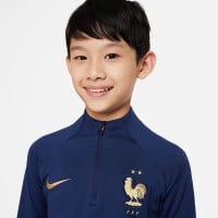 Nike Frankrijk Strike Trainingspak 2022-2024 Kids Donkerblauw Goud