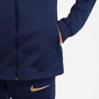 Nike Frankrijk Strike Full-Zip Hooded Trainingspak 2022-2024 Kids Donkerblauw Goud