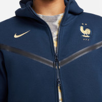 Nike Frankrijk Tech Fleece Full-Zip Trainingspak 2022-2024 Blauw Goud