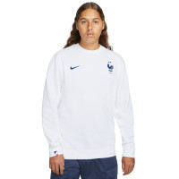 Nike Frankrijk Club Crew Sweater Trainingspak 2022-2024 Wit Blauw
