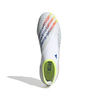 adidas Predator Edge.3 Veterloze Gras Voetbalschoenen (FG) Wit Geel Blauw