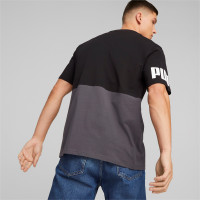 PUMA Power College Block T-Shirt Zwart Grijs