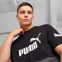 PUMA Power College Block T-Shirt Zwart Grijs