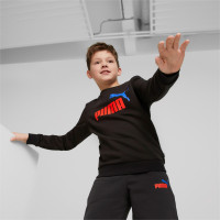 PUMA Essentials+ 2 College Big Logo Crew Sweater Kids Zwart Rood Blauw