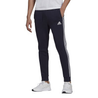 adidas Essentials Fleece Tapered Cuff 3-Stripes Broek Blauw