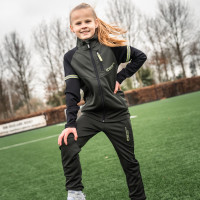 Cruyff Minnow Trainingspak Full-Zip Kids Zwart Donkergrijs Lichtgroen