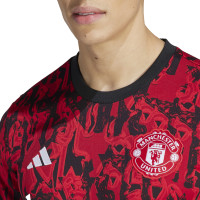 adidas Manchester United Pre-Match Trainingsshirt 2023-2024 Rood Zwart