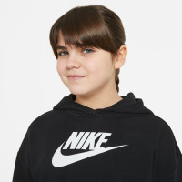 Nike Sportswear Club Crop Hoodie Kids Meisjes Zwart Wit