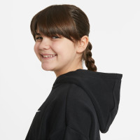 Nike Sportswear Club Crop Hoodie Kids Meisjes Zwart Wit