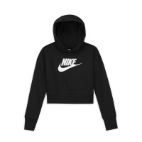 Nike Sportswear Club Crop Hoodie Kids Meisjes Zwart Wit
