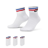 Nike Sportswear Everyday Essential Korte Sportsokken 3-Pack Wit Zwart Blauw Rood