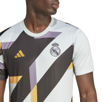 adidas Real Madrid Pre-Match Trainingsshirt 2023-2024 Wit Zwart Goud Paars