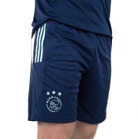adidas Ajax Polo Trainingsset 2023-2024 Wit Donkerblauw Lichtblauw