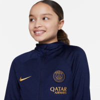 Nike Paris Saint-Germain Strike Hooded Trainingspak Full-Zip 2023-2024 Kids Donkerblauw Goud