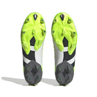 adidas Predator Accuracy+ Veterloze Gras Voetbalschoenen (FG) Wit Grijs Felgeel Zwart