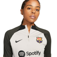 Nike FC Barcelona Strike Trainingspak 1/4-Zip 2023-2024 Dames Beige Donkergroen Zwart