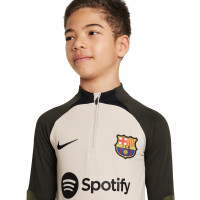 Nike FC Barcelona Strike Trainingstrui 2023-2024 Kids Beige Zwart Donkergroen