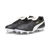 PUMA King Top Iron Nop Football Shoes (SG) Black White Gold