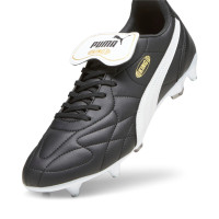 PUMA King Top Iron Nop Football Shoes (SG) Black White Gold
